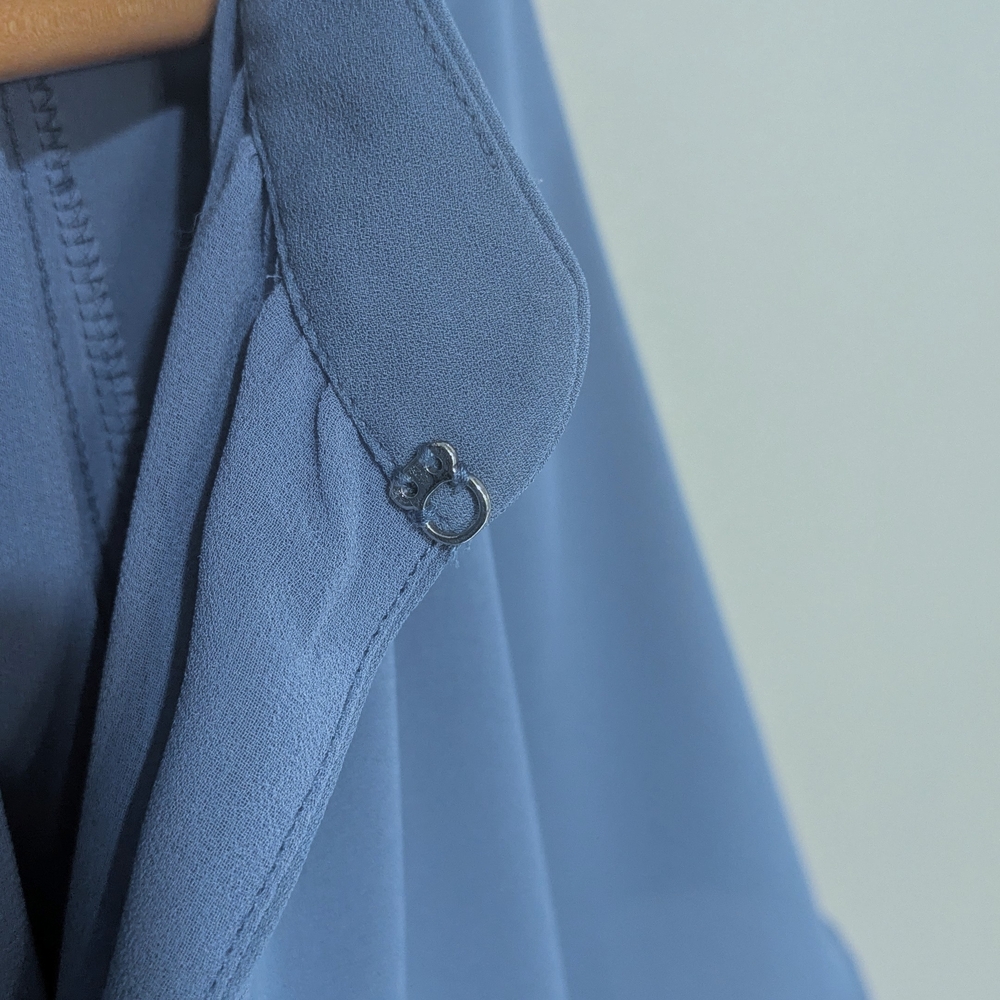 White House Black Market Slate Blue Flutter V-Neck Blouse - Picture 5 of 5